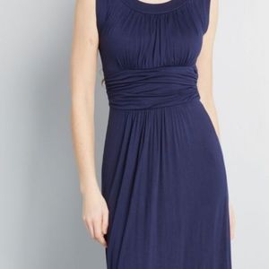 Navy blue empire-waisted maxi dress (Modcloth)